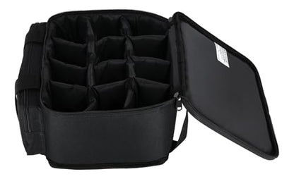 Rockville MINI HALO x12 Bag - Fits Up To 12 MINI HALO or Similar DJ Lights (CAN 2.0) | Removable Dividers, Foam Padded, Semi-Rigid Shell, Zippered Front Pocket, Dual Carry Handles, Fits Similar Lights - style: Bag for 12 Lights