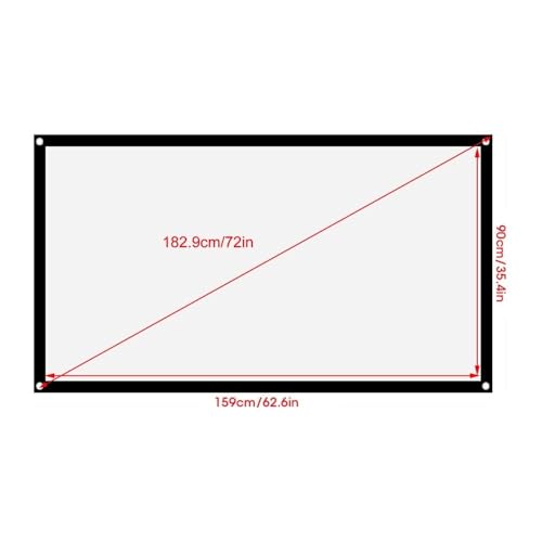 40-120 Inch Portable Projection Screen with Hanging Hooks & Ropes Foldable Non-Crease White Polyester Fabric for Home Theater & Outdoor Camping(72in) - size: 72in