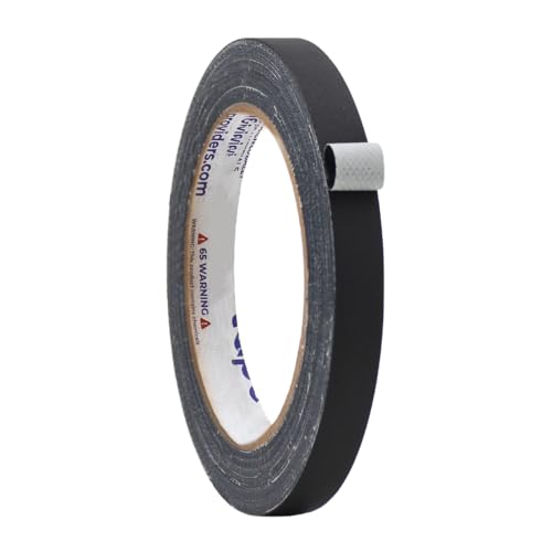 WOD GTC12 Gaffer Tape, Black Low Gloss Finish Film, 1/2 inch x 60 ft. (Pack of 96) Residue Free, Non Reflective Cloth Fabric, Secure Cords, Water Resistant, Photography, Filming Backdrop - color: Black, size: 1/2 in. - Pack of 96