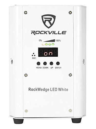 Rockville RockWedge LED 54W RGBWA+UV Rechargeable Wireless DMX Par Light | Built-In 7500mAh Rechargeable Battery, Up to 36 Hours Single Color Runtime, 4 Hour Recharge, 6 or 10 Channel DMX, White - color: White