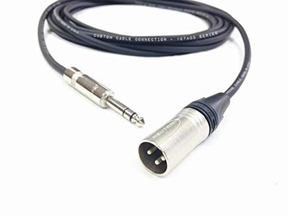 Custom Cable Connection 25 Foot Neutrik NC3MXX Male XLR to Neutrik Rean NYS228 1/4 Inch (6.35mm) TRS Balanced Pro Audio Cable - size: 25 Foot, style: Male (Black)