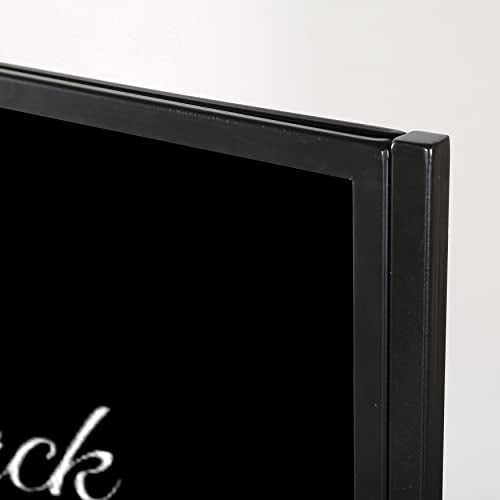 M&T Displays Metal Eco Info Board Black 18x60 Inches Slide-In Poster Sign Holder 1 Tier Double Sided Floor Standing Advertising Display with Backing and Anti-Glare PET Cover