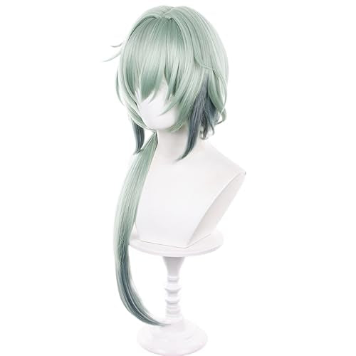 Anime Green Wig Long Straight Wig with Ponytail and Bangs Adult COS Game Cosplay Wigs Naxa Halloween,Christmas,Comic con,Game Show,Party - color: Deep Green