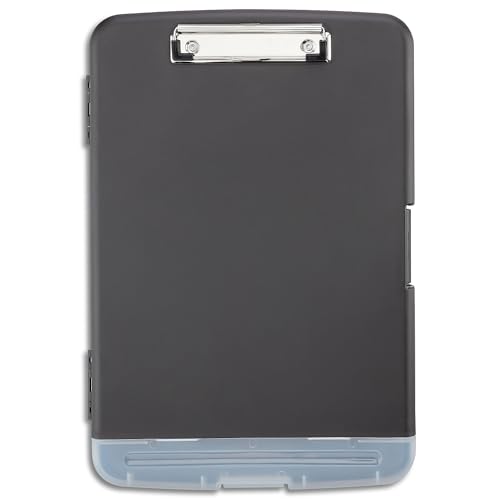 Staples Plastic Storage Clipboard, Black, Letter Size | Portable clipboard with built-in storage for documents and supplies.