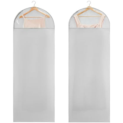 Carbrea 66" Garment Bag for Hanging Clothes, Dress Bags for Gowns, 2 Pack | Heavy-duty Materials, With Clear Window, Side Zipper for Easy Access, Ideal for Closet Wardrobe Storage, Travel Use