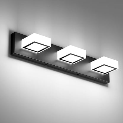 Ralbay Black Bathroom Vanity Lights 24inch Metal Acrylic LED Modern Bathroom Wall Lighting Fixtures Over Mirror Matte Black (White Light 6000K, Non-dimmable) - color: Black-White light, size: 24 inch