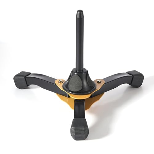 YAYUZEST Flute Clarinet Stand Portable Foldable Tripod Stand | Durable Aolly Steel Stand for Clarinet, Flute and Oboe, Flute Woodwind Instrument Stand - color: Black+Yellow