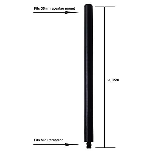 Sound Town 2-Pack 20" Subwoofer/Speaker Extender Poles, Fits M20 Threading,110 LB Load Capacity,Black (STSD-M20B-PAIR) - size: 20", M20 Thread, Black
