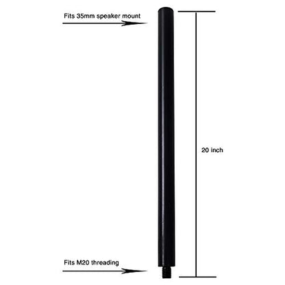 Sound Town 2-Pack 20" Subwoofer/Speaker Extender Poles, Fits M20 Threading,110 LB Load Capacity,Black (STSD-M20B-PAIR) - size: 20", M20 Thread, Black