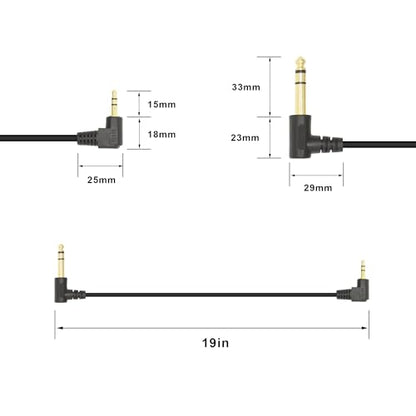 90 Degree 1/8 to 1/4 Stereo Audio Cable, Right Angle 3.5mm TRS Male to 6.35mm TRS Male Aux Cord for Guitar, Keyboard Piano, Laptop, Speaker and Amplifiers (48cm/19In) - size: 19in/48cm