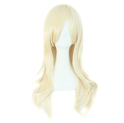 MapofBeauty 28 Inch Long Curly Hair Costume Cosplay Wig, Light Blonde | 70 cm Wig, Women, Side Bangs, Fashion - color: Light Blonde