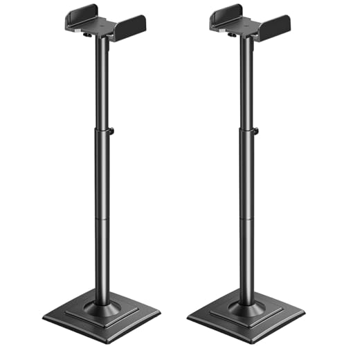 Speaker Stands Pair, 34"-43.3" Height Adjustable, Max 11 lbs, Cable Conceal - size: Height 34"-43.3"