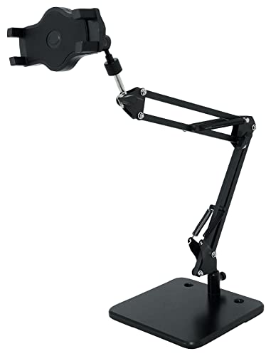 Rockville iSTAND 75 Desktop Boom Arm Mic/iPhone/iPad/Webcam Stand, Black | Steel Weighted Base, 360-Degree Swivel, Condenser Mic Compatible, 5/8" Threading, Podcasting/Studio, Phone/Tablet Holder