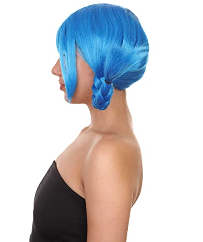 HPO Bavarian Double Braided Wig, Breathable Capless Cap, Premium Handcrafted Wig, Designed for comfort fit, flame retardent synthetic fiber (Blue) - color: Blue