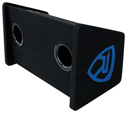 Rockville RV208P Dual 8" Car Audio Subwoofers in Vented Enclosure Box | 800W Peak/400W RMS, 4 Ohm, Gold-Plated Terminals, Ported MDF Cabinet, 15° Angled, Polypropylene Cone, Tweed Carpet - style: Dual 8"