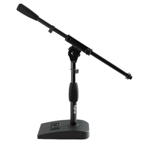 Gator Frameworks Weighted Desktop Microphone Stand with Boom (GFW-MIC-0821) | Compact Stand with 4.5" x 8" Base is Perfect for Desktop Use or Instrument Recording - style: Weighted Base