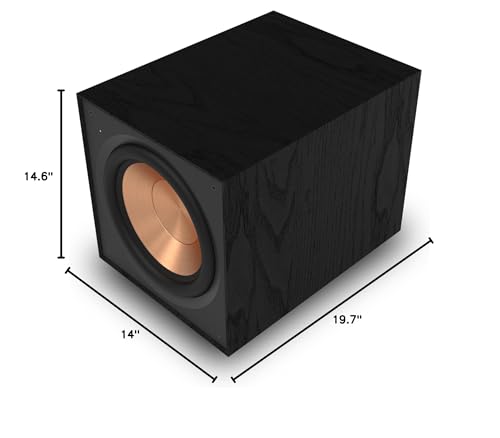 Klipsch Reference R-101SW 10” Front-Firing Subwoofer with All-new Spun-Copper 10” woofers and an All-Digital Amplifier for Premium Home Theater Sound in Black | Home theater audio with 10 inch driver, 300W peak power and active amplification - size: 10” W