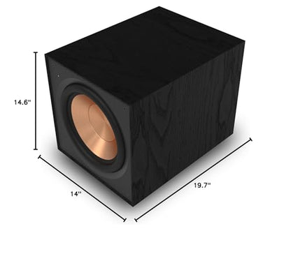 Klipsch Reference R-101SW 10” Front-Firing Subwoofer with All-new Spun-Copper 10” woofers and an All-Digital Amplifier for Premium Home Theater Sound in Black | Home theater audio with 10 inch driver, 300W peak power and active amplification - size: 10” W