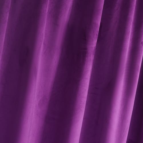 Purple Velvet Curtain Set- Curtains with Bows for Living Room/Bedroom W52 x L84-inch, 2 Panels - color: Purple, size: 52"W x 84"L (Pack of 2)