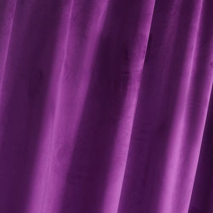 Purple Velvet Curtain Set- Curtains with Bows for Living Room/Bedroom W52 x L84-inch, 2 Panels - color: Purple, size: 52"W x 84"L (Pack of 2)