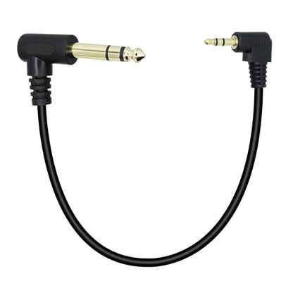 90 Degree 1/8 to 1/4 Stereo Audio Cable 10.6in, Right Angle 3.5mm TRS Male to 6.35mm TRS Male Aux Cord for Guitar, Keyboard Piano, Laptop, Speaker and Amplifiers (27cm) - size: 10.6in/27cm