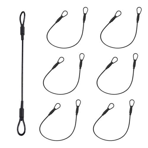 6 Pcs Safety Cable Lock with Loops, 12 Inch Outdoor Travel Security Cable Lock, 2mm Stainless Steel PVC Coated Safety Wire Rope for Stage Lighting Luggage Lock Home Hanging