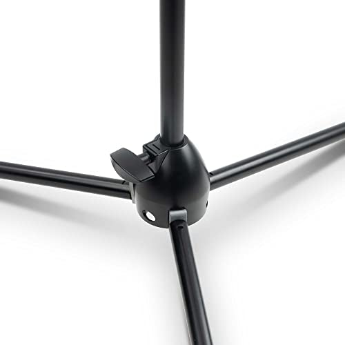On-Stage MS9701B+ Heavy-Duty Euro-Boom Mic Stand (Setup for Vocal and Instrument Microphones, Adjustable Height, Portable, Folding, Tripod Base, Rubber Feet, Steel and Zinc, 5/8″-27 Threading, Black)