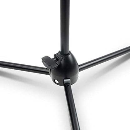 On-Stage MS9701B+ Heavy-Duty Euro-Boom Mic Stand (Setup for Vocal and Instrument Microphones, Adjustable Height, Portable, Folding, Tripod Base, Rubber Feet, Steel and Zinc, 5/8″-27 Threading, Black)