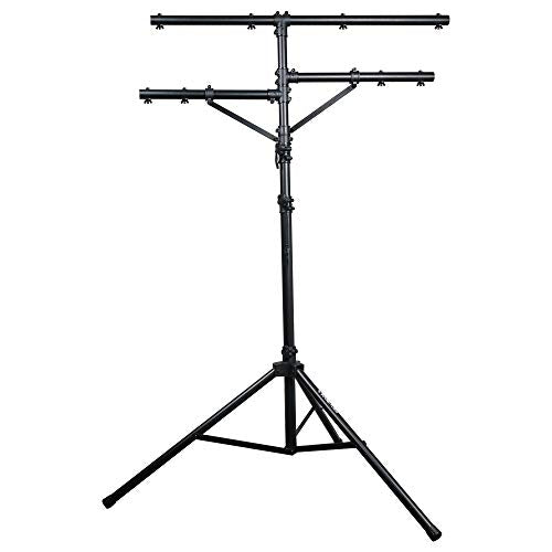 Sound Town DJ Lighting Stand-Adjustable Height, 10.3 ft Tall with Side Bars and Tripod Base (STLS-011) - color: Black, size: 11.5ft
