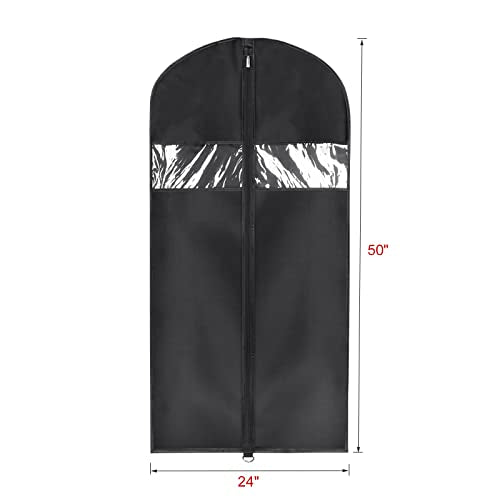 Univivi Garment Bag Suit Bag for Storage and Travel, 50 Inch, Set of 5 | Travel Bag with Zipper and Visible Transparent Window, Oxford Fabrics, Foldable Washable Suit Cover for Jacket, Suits, Coats - size: 24"X50"-5pcs - Oxford