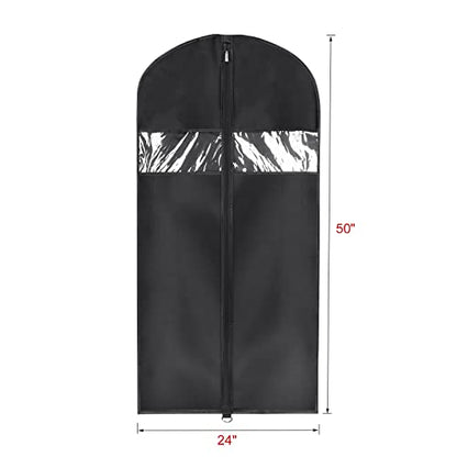 Univivi Garment Bag Suit Bag for Storage and Travel, 50 Inch, Set of 5 | Travel Bag with Zipper and Visible Transparent Window, Oxford Fabrics, Foldable Washable Suit Cover for Jacket, Suits, Coats - size: 24"X50"-5pcs - Oxford