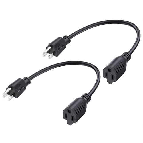 [ETL Listed] Cable Matters 2-Pack 16 AWG 13A Power Extension Cord, 1ft - color: Black, size: 1 Foot, style: 2-Pack