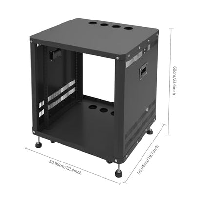 12U Stereo & Server Rack with Caster Wheels, Rolling Network Cabinet,Open Frame,Carbon Steel AV Equipment Stand with Side Handles (12U B) - size: 12U B