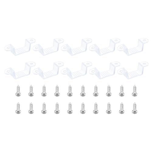 PATIKIL LED Strip Light Clips, 100 Pack Mounting Bracket Fixing Clips Clamp Holders with Screws for 16mm-19mm Neon RGB Light Cable Ribbon, Translucent - size: 16mm-19mm