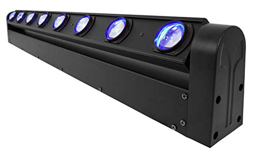 Rockville MOTIONSTRIP 80W Motorized Moving Head RGBW Color Strip Light Bar, Wash/Beam Modes, DMX Control, 270 Degree Rotation, 5 Degree Beam Angle, for DJs and Stage Events | 8x10W CREE LEDs, 270 Degree Rotation, Color Mixing, 16-Ch DMX, Sound Activated,