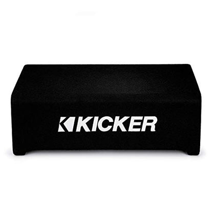 KICKER 48CDF124 Comp 12" Subwoofer in Down Firing Enclosure, 4-Ohm | Loaded ported box design, space-saving behind-seat truck fit, protected downward woofer, deep bass output, easy install