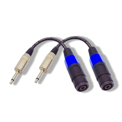 Sam&Johnny Speakon Female to 1/4" Male TS Speaker Cable Adapter - Professional Audio Connector Cable Heavy Duty Speakon Cable for PA System Amplifier (2 Pack, 6 Inch)