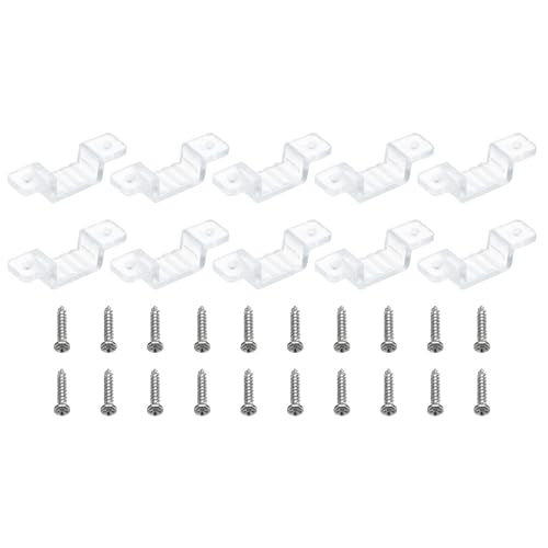 PATIKIL LED Strip Light Clips, 100 Pack Mounting Bracket Fixing Clips Clamp Holders with Screws for 11mm-14mm Neon RGB Light Cable Ribbon, Translucent - size: 11mm-14mm