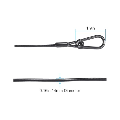 Safety Cables Black, 0.16in Dia. x 32in Long Lighting Safety Cable | 10 Pack, 110lb Load Duty, Diameter: 0.16 in (4 mm), Premium Stainless Steel DJ Stage Lights Safety Cables - size: 32" length 0.16" Dia.