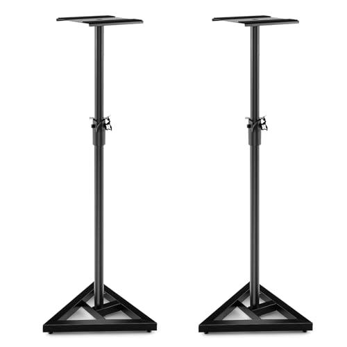 S AFSTAR Speaker Stands Pair, Height Adjustable Floor Speaker Stands with Cable Management, Surround Sound Speaker Stand for Bookshelf Speakers, Universal Studio Monitor Stands for Home & Office