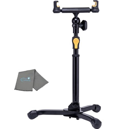 Hercules Stands DG307B-TS2 Tabletop Tablet & Smartphone Stand, 360 Degree Adjustment, One-Handed Height Adjustable, Weighted Base, Compatible with iPad & Samung Galaxy Tablet, Bundle w/ Cleaning Cloth - style: Tabletop