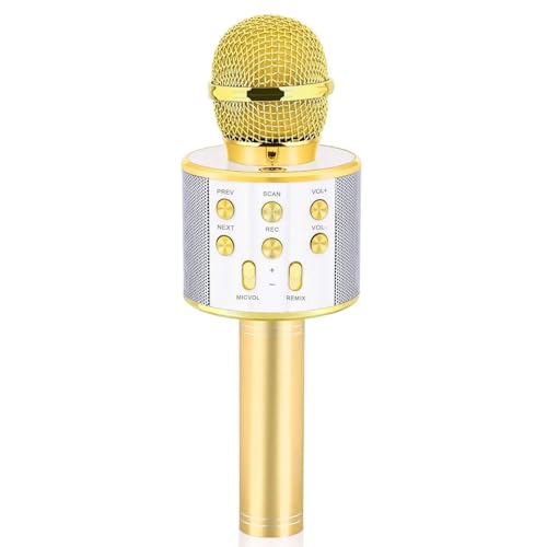 Gifts for 4 5 6 7 8 9 10 11 12 Year Old Girls, Handheld Karaoke Microphone for Kids Fun Toys for 4-13 Year Old Girls Birthday Gifts for 5-13 Year Old Girls Boys Teens - Gold - color: Gold