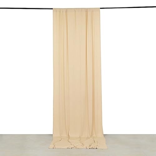 5x12 feet Beige 4-Way Stretch Spandex Divider Backdrop Curtain Party Wedding Ceremony Decorations - color: Beige