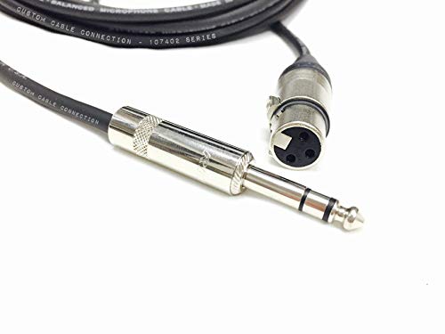 Custom Cable Connection 10 Foot Neutrik NC3FXX Female XLR to Neutrik Rean NYS228 1/4 Inch (6.35mm) TRS Balanced Pro Audio Cable - size: 10 Foot, style: Female (Black)
