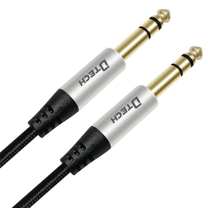 DTECH 3ft Electric Guitar Cable TRS 1/4 Instrument Cord Aux Balanced Stereo Jack Quarter Inch 6.35mm for DJ Speakers Amplifier Bass Studio Audio Monitor Mixer - size: 3ft