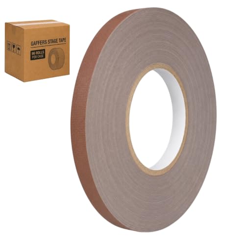 GGR Supplies CGT-80 Gaffers Stage Tape, Brown, 1/2 in x 60 yd, 96-Pack | 12 Mil Low-Gloss Cloth, Clean Removal from Most Surfaces, Water and Abrasion Resistant, Cable Management, Film, Photography - color: Brown, size: 1/2 in. (Pack of 96)