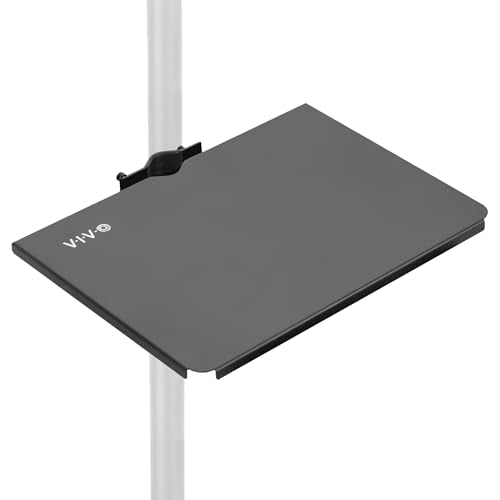 VIVO Universal Steel 14 x 10 inch Shelf Pole Mount for TV Cart, Attaches to 0.5” to 2.4” Poles, Speaker & Microphone Stands, Clamp-on Utility Storage Surface, Black, MOUNT-SF13P (Pack of 6) - size: 14 x 10 inch (Pack of 6)