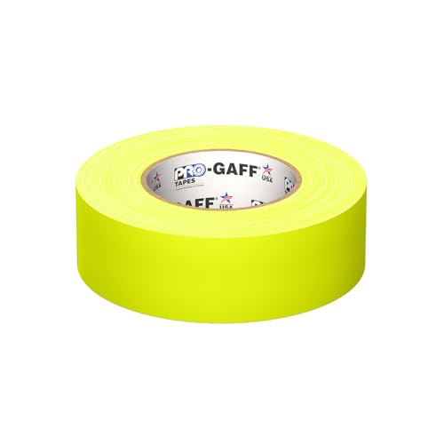 2" Pro Gaff Gaffers Tape 50 yards length fluorescent yellow matte. Premium Heavy-Duty Gaffers Tape trusted by professional Gaffers. Made in the USA. Holds Tight, Easy to remove. (Pack of 24)