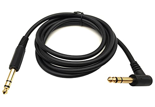 1/4 Inch Guitar Instrument Cable, 6FT 90 Degree Angle 6.35mm TRS Jack Male to 1/4 Inch TRS Male Stereo Speaker Audio Cable for Electric Guitar, bass Guitar, Electric and More (6ft/1.8M) - color: 6ft/1.8M