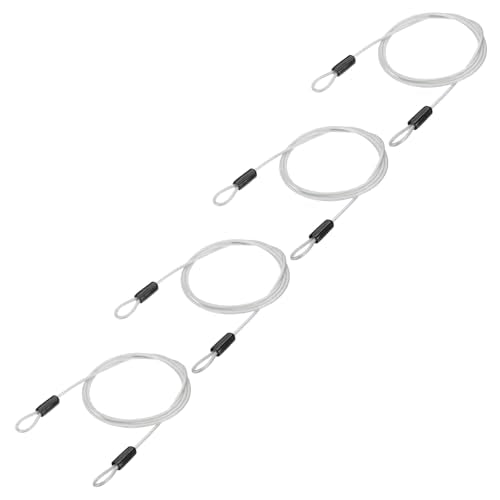 PATIKIL 3/16" Dia Vinyl Coated Stainless Steel Cable with Loops, 4 Pcs 7 ft (79") Flexible Wire Rope Security Chain Lanyard Lock for Outdoor Stage Lighting Luggage Lock, Clear - color: Clear, size: 3/16"x7 ft
